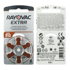 Rayovac Extra 312 Numara İşitme Cihazı Pili (5 Paket x 6 Adet = 30 Adet Pil) + HEDİYE İşitme Cihazı Nem Alıcı Tablet, YesMed