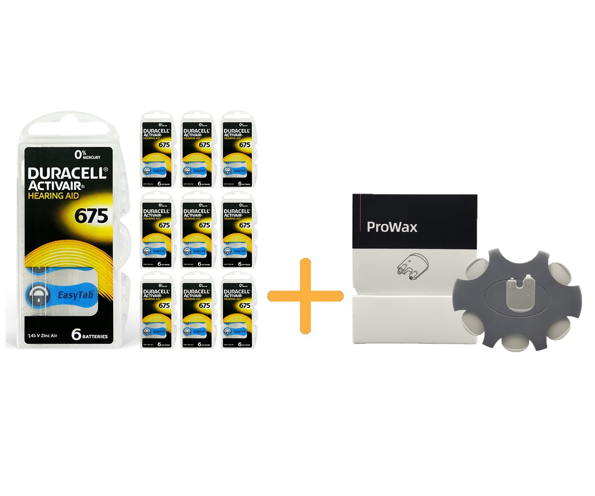 Duracell Activair 675 Numara İşitme Cihazı Pili (10 Paket x 6 Adet = 60 Adet Pil) + HEDİYE Prowax Filtre, YesMed