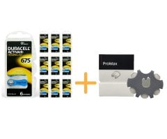 Duracell Activair 675 Numara İşitme Cihazı Pili (10 Paket x 6 Adet = 60 Adet Pil) + HEDİYE Prowax Filtre, YesMed