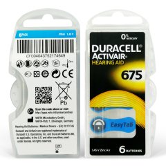 Duracell Activair 675 Numara İşitme Cihazı Pili (5 Paket x 6 Adet = 30 Adet Pil) + HEDİYE Prowax Filtre, YesMed
