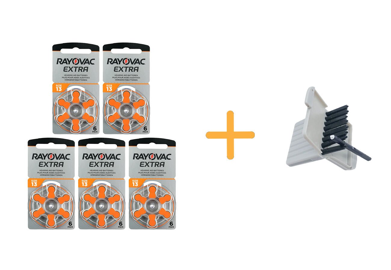 Rayovac Extra 13 Numara işitme Pili (5 Paket x 6 = 30 Adet) + HEDİYE İşitme Cihazı Filtresi, YesMed