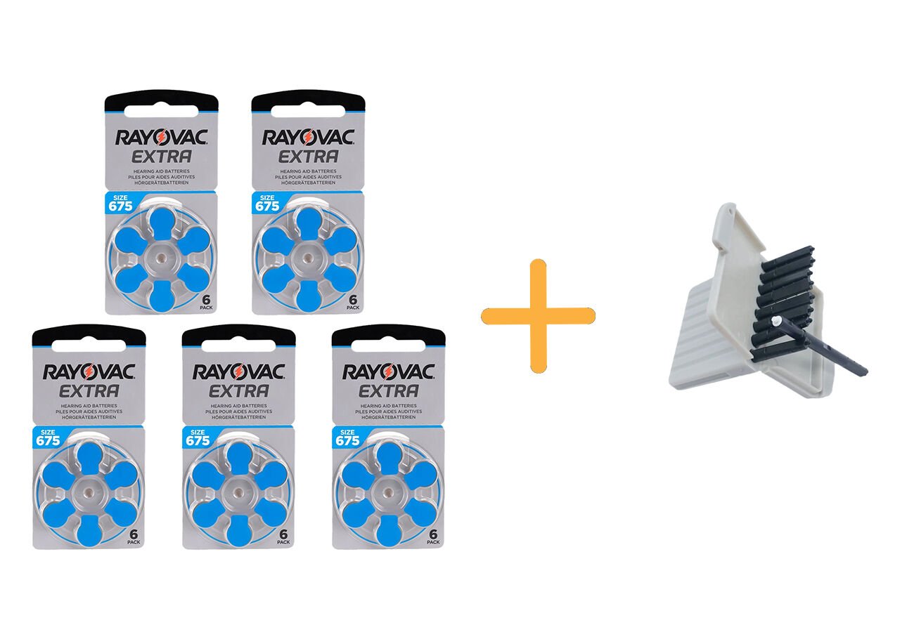 Rayovac Extra 675 Numara işitme Cihazı Pili (5 Paket x 6 = 30 Adet) + HEDİYE Oticon İşitme Cihazı Uyumlu Filtre, YesMed