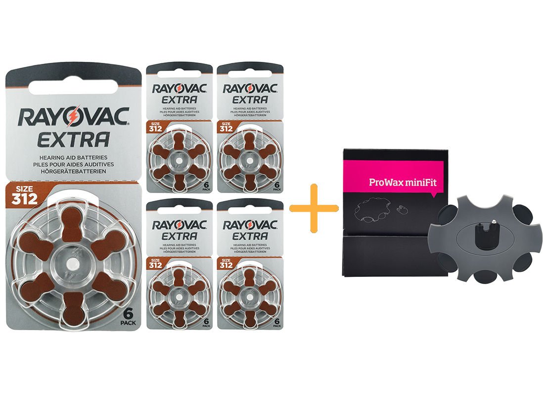 Rayovac Extra 312 Numara İşitme Cihazı Pili (5 Paket x 6 = 30 Adet) + HEDİYE Prowax miniFit Filtre, YesMed