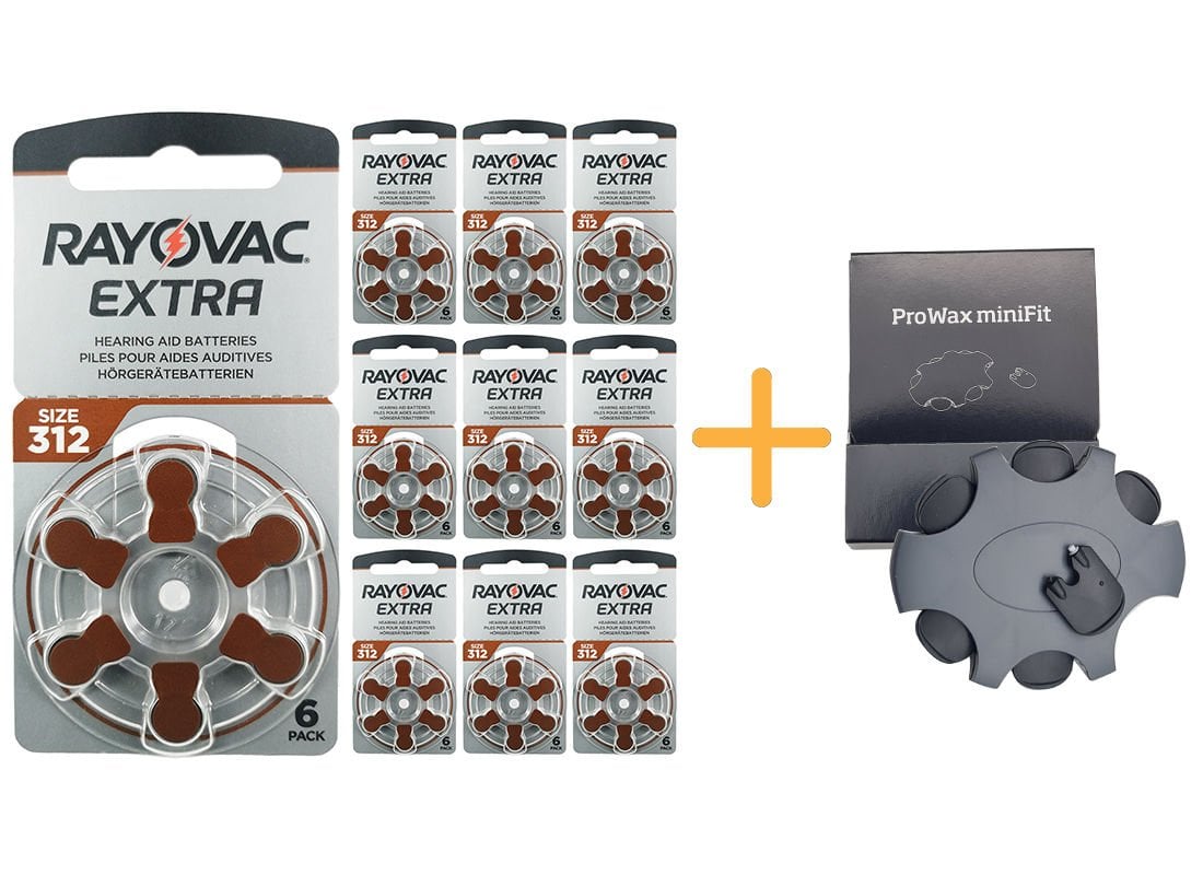 Rayovac Extra 312 Numara İşitme Cihazı Pili (10 Paket x 6 = 60 Adet) + HEDİYE Orijinal Prowax miniFit Filtre, YesMed