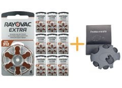 Rayovac Extra 312 Numara İşitme Cihazı Pili (10 Paket x 6 = 60 Adet) + HEDİYE Orijinal Prowax miniFit Filtre, YesMed