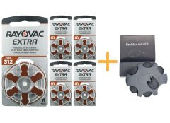 Rayovac Extra 312 Numara İşitme Cihazı Pili (5 Paket x 6 = 30 Adet) + HEDİYE Orijinal Prowax miniFit Filtre, YesMed
