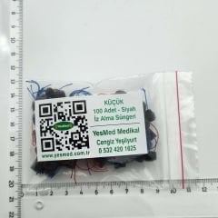 SİYAH Renk, KÜÇÜK Boy İz Alma Süngeri, Kalıp Alma Süngeri, Kalıp Pamuğu, (1 Paket = 100 Adet), YesMed -