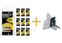 Duracell Activair 312 Numara İşitme Cihazı Pili (10 Paket x 6 Adet = 60 Adet Pil) + HEDİYE İşitme Cihazı Filtresi