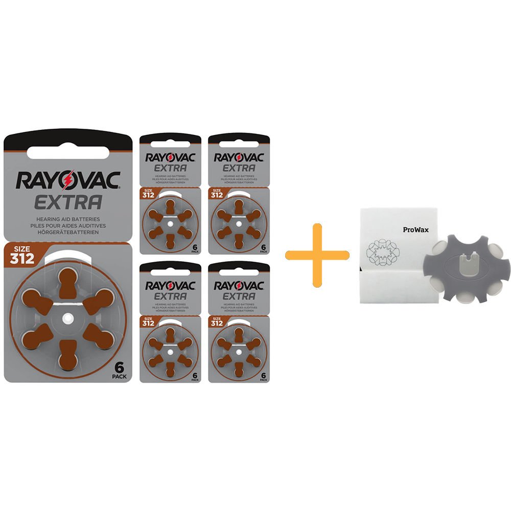 Rayovac Extra 312 Numara İşitme Cihazı Pili (5 Paket x 6 Adet = 30 Adet Pil) + Hediye ProWax İşitme Cihazı Filtresi