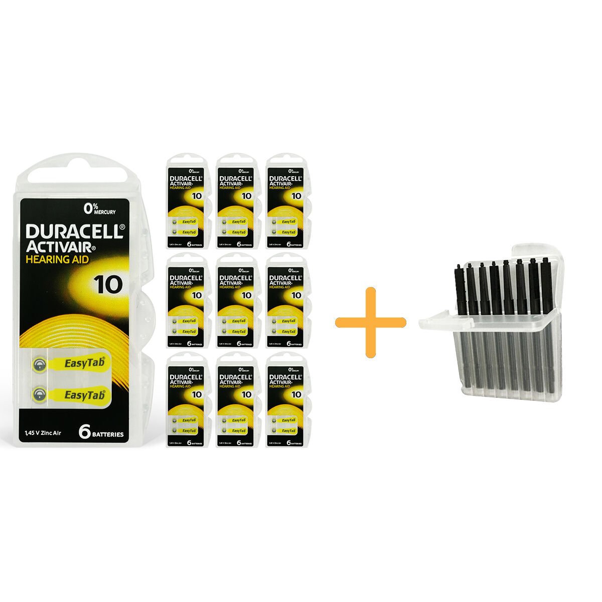 Duracell Activair 10 Numara İşitme Cihazı Pili (10 Paket x 6 Adet = 60 Adet Pil) + HEDİYE İşitme Cihazı Çubuk Filtre