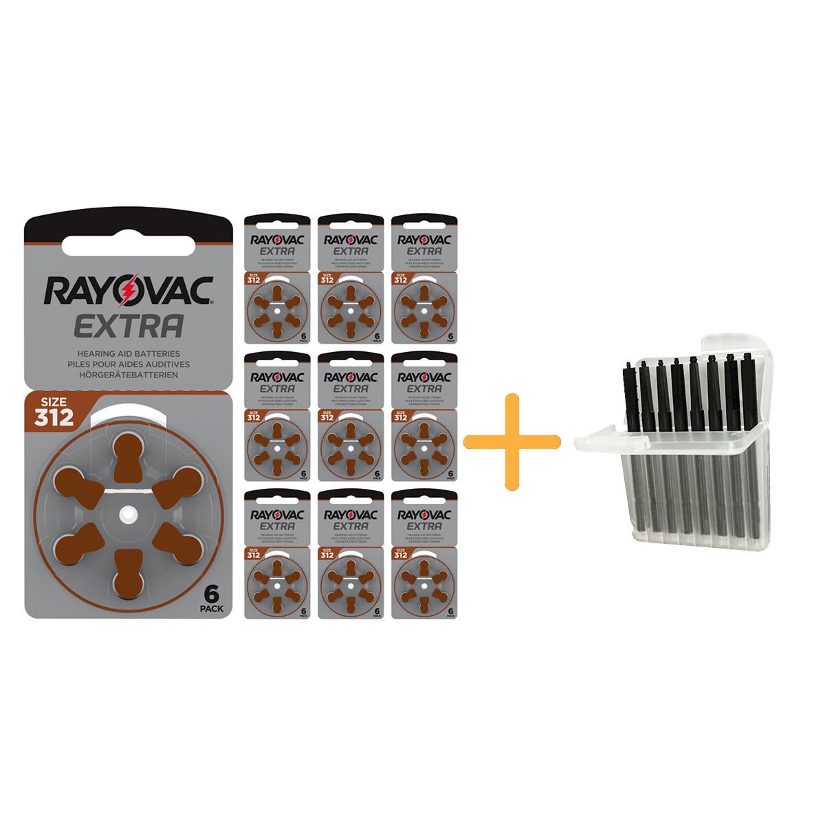 Rayovac Extra 312 Numara işitme Cihazı Pili (10 Paket x 6 = 60 Adet) + HEDİYE İşitme Cihazı Uyumlu Çubuk Filtre