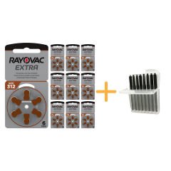 Rayovac Extra 312 Numara işitme Cihazı Pili (10 Paket x 6 = 60 Adet) + HEDİYE İşitme Cihazı Uyumlu Çubuk Filtre