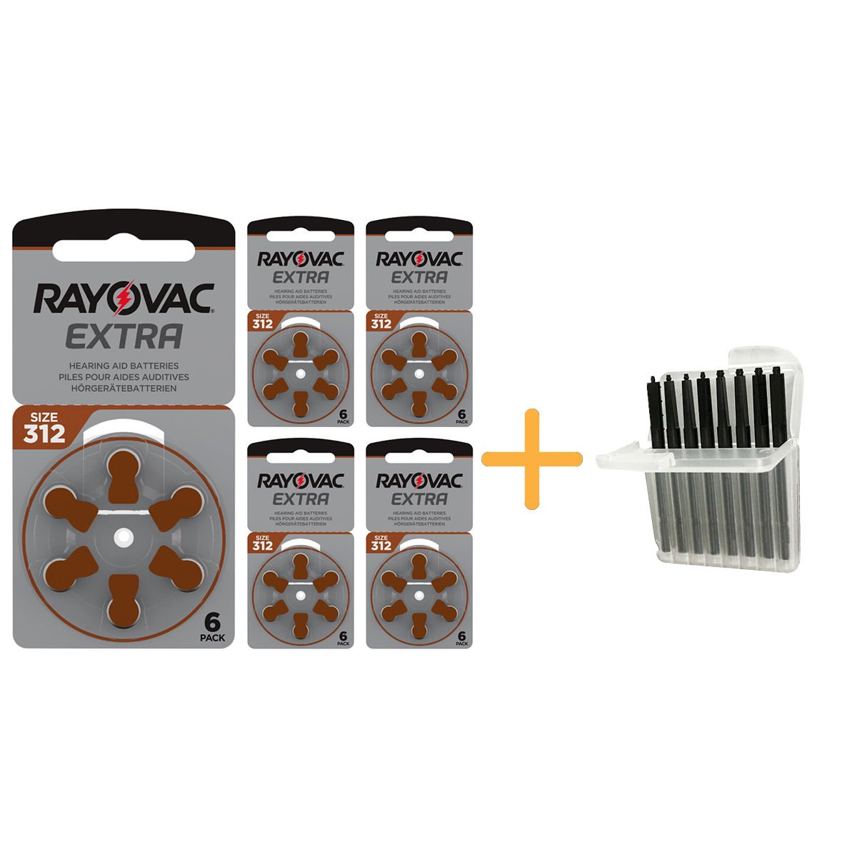 Rayovac Extra 312 Numara işitme Cihazı Pili (5 Paket x 6 = 30 Adet) + HEDİYE İşitme Cihazı Uyumlu Çubuk Filtre