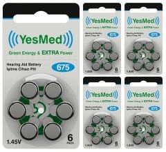 YesMed Extra Power 675 Numara İşitme Cihazı Pili, Kulaklık Pili, Duyma Pili, Kulak Pili, Kulak Cihazı Pili (5 Paket x 6 Adet = 30 Adet Pil)