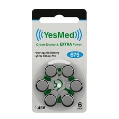 YesMed Extra Power 675 Numara İşitme Cihazı Pili, Kulaklık Pili, Duyma Pili, Kulak Pili, Kulak Cihazı Pili (1 Paket = 6 Adet Pil)
