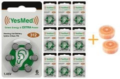 YesMed Extra Power 312 Numara İşitme Cihazı Pili (10 Paket x 6 Adet = 60 Adet Pil) + HEDİYE İşitme Cihazı Nem Alıcı Tablet, YesMed