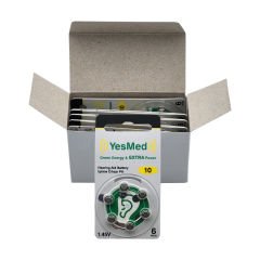 YesMed Extra Power 10 Numara İşitme Cihazı Pili (10 Paket x 6 Adet = 60 Adet Pil + HEDİYE İşitme Cihazı Uyumlu Çubuk Filtre, YesMed