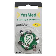 YesMed Extra Power 10 Numara İşitme Cihazı Pili (1 Paket = 6 Adet Pil) + HEDİYE İşitme Cihazı Filtresi, YesMed