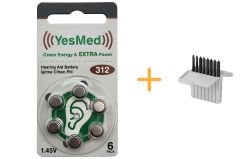YesMed Extra Power 312 Numara İşitme Cihazı Pili (1 Paket = 6 Adet Pil) + HEDİYE İşitme Cihazı Filtresi, YesMed