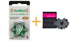 YesMed Extra Power 312 Numara İşitme Cihazı Pili, Kulaklık Pili, Duyma Pili, Kulak Pili, Kulak Cihazı Pili (1 Paket = 6 Adet Pil) + HEDİYE İşitme Cihazı ProWax miniFit Filtre