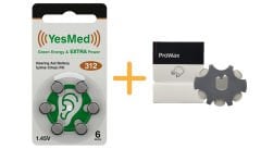 YesMed Extra Power 312 Numara İşitme Cihazı Pili (1 Paket = 6 Adet Pil) + HEDİYE ProWax Filtre