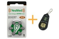 YesMed Extra Power 312 Numara İşitme Cihazı Pili (1 Paket = 6 Adet Pil) + HEDİYE İşitme Cihazı Pil Ölçer