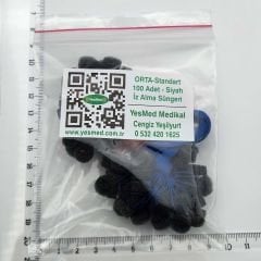 SİYAH Renk, ORTA Boy İz Alma Süngeri, Kalıp Alma Süngeri, Kalıp Pamuğu, (1 Paket = 100 Adet), YesMed -