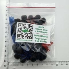 SİYAH Renk, BÜYÜK Boy İz Alma Süngeri, Kalıp Alma Süngeri, Kalıp Pamuğu, (1 Paket = 100 Adet), YesMed -