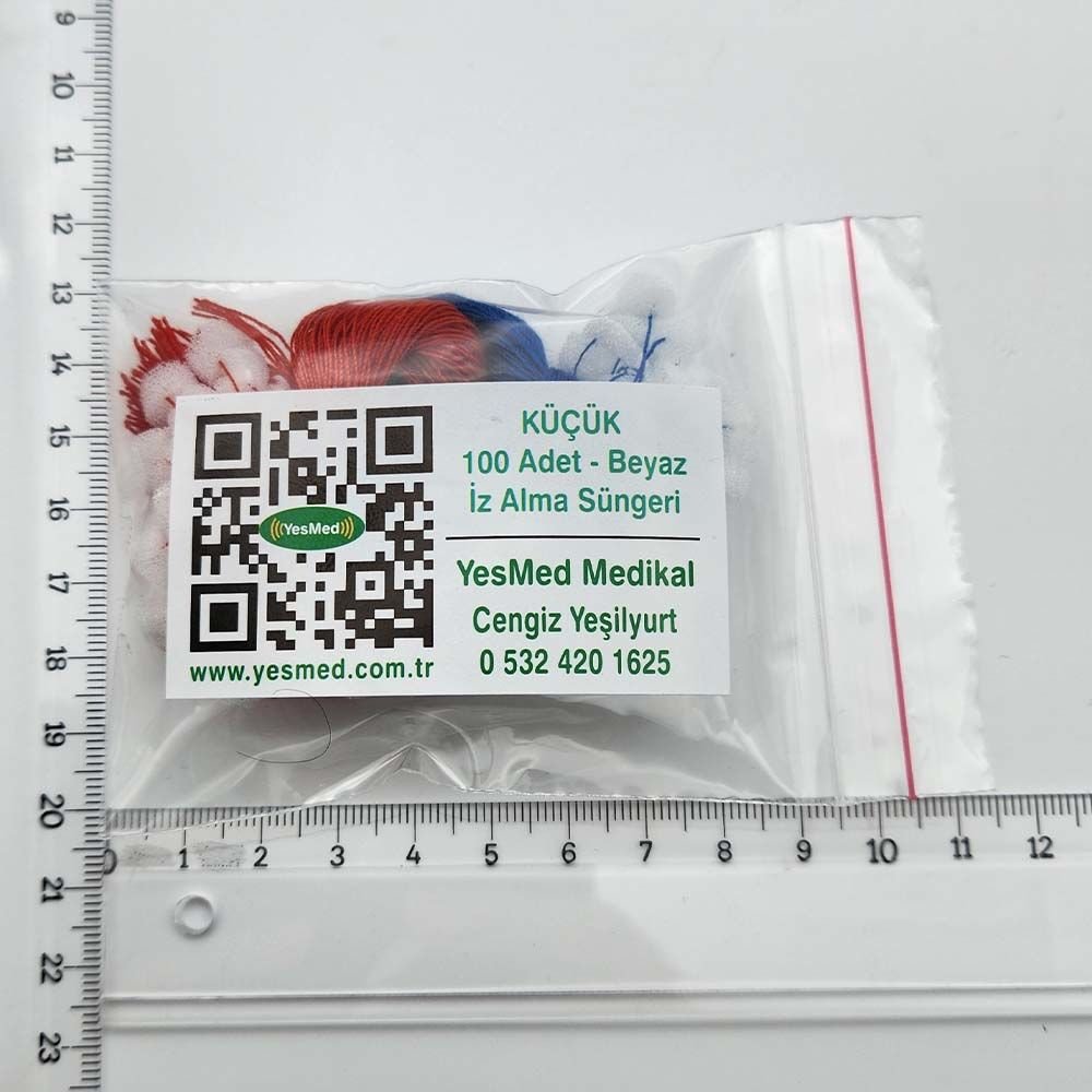 BEYAZ Renk, KÜÇÜK Boy İz Alma Süngeri, Kalıp Alma Süngeri, Kalıp Pamuğu, (1 Paket = 100 Adet), YesMed -