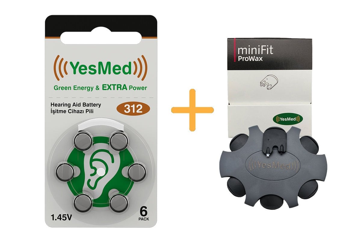 YesMed Extra Power 312 Numara İşitme Cihazı Pili (1 Paket = 6 Adet Pil ) + HEDİYE YesMed miniFit ProWax Filtre