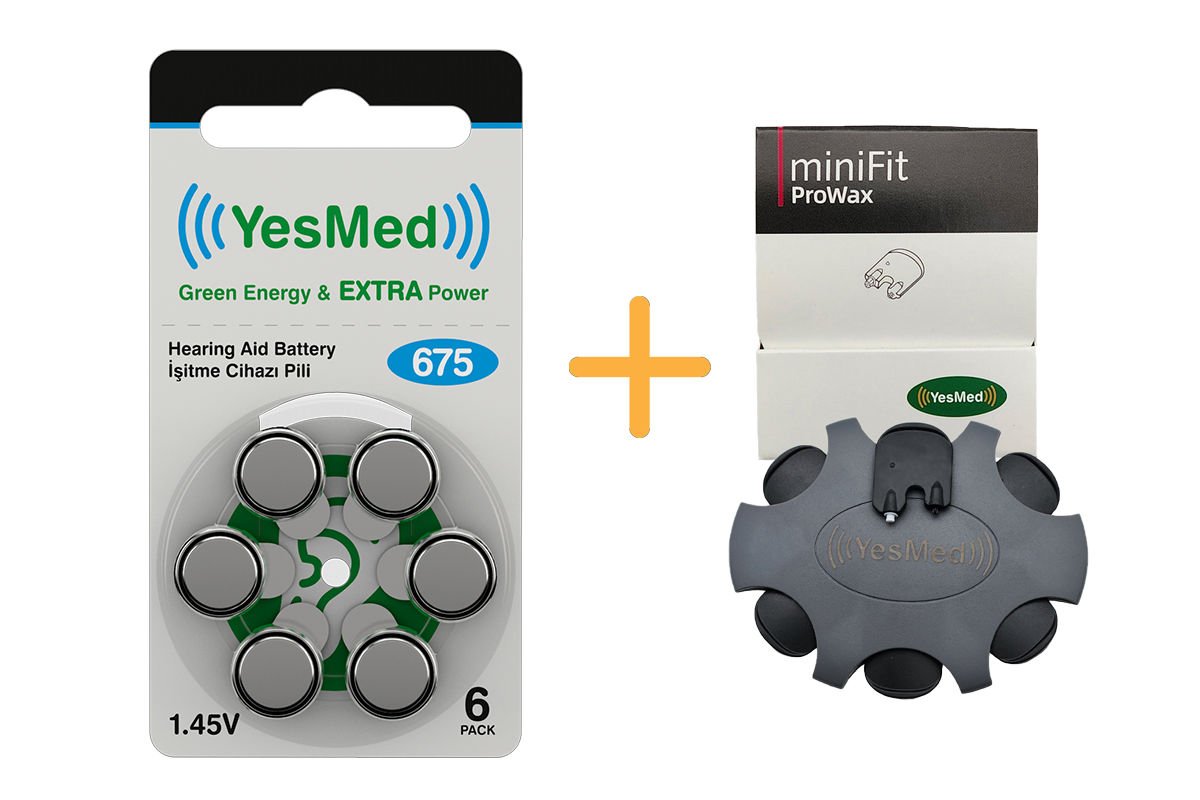 YesMed Extra Power 675 Numara İşitme Cihazı Pili (1 Paket = 6 Adet Pil ) + HEDİYE YesMed miniFit ProWax Filtre