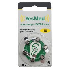 YesMed Extra Power 10 Numara İşitme Cihazı Pili (1 Paket = 6 Adet Pil) + HEDİYE YesMed ProWax Filtre