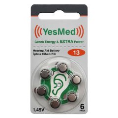 YesMed Extra Power 13 Numara İşitme Cihazı Pili (5 Paket x 6 Adet = 30 Adet Pil) + HEDİYE YesMed ProWax Filtre