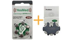 YesMed Extra Power 312 Numara İşitme Cihazı Pili (1 Paket = 6 Adet Pil) + HEDİYE YesMed ProWax Filtre