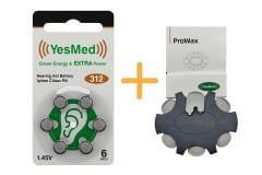 YesMed Extra Power 312 Numara İşitme Cihazı Pili (1 Paket = 6 Adet Pil) + HEDİYE YesMed ProWax Filtre