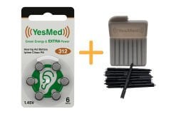 YesMed Extra Power 312 Numara İşitme Cihazı Pili (1 Paket = 6 Adet Pil) + HEDİYE YesMed WaxStop Filtre