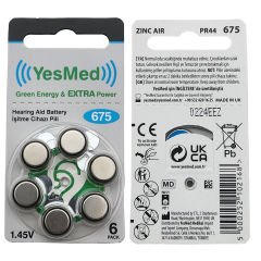 YesMed Extra Power 675 Numara İşitme Cihazı Pili (1 Paket = 6 Adet Pil) + HEDİYE İşitme Cihazı Nem Alıcı Tablet