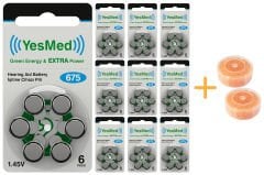 YesMed Extra Power 675 Numara İşitme Cihazı Pili (10 Paket x 6 Adet = 60 Adet Pil) + HEDİYE İşitme Cihazı Nem Alıcı Tablet