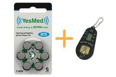 YesMed Extra Power 675 Numara İşitme Cihazı Pili (1 Paket = 6 Adet Pil) + HEDİYE İşitme Cihazı Pil Ölçer 1 Adet