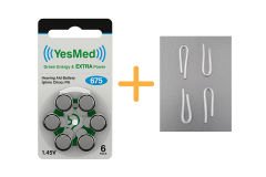YesMed Extra Power 675 Numara İşitme Cihazı Pili (1 Paket = 6 Adet Pil) + HEDİYE İşitme Cihazı Hortumu (4 Adet, Orta-Standart olan Kıvrılmış Hortum), YesMed
