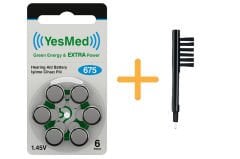 YesMed Extra Power 675 Numara İşitme Cihazı Pili (1 Paket = 6 Adet Pil) + HEDİYE Mıknatıslı İşitme Cihazı Temizleme Fırçası