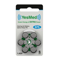 YesMed Extra Power 675 Numara İşitme Cihazı Pili (1 Paket  = 6 Adet Pil) + HEDİYE İşitme Cihazı El Pompası-Puar 1 Adet
