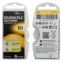 Duracell Actiavir 10 Numara İşitme Cihazı Pili (1 Paket = 6 Adet Pil)