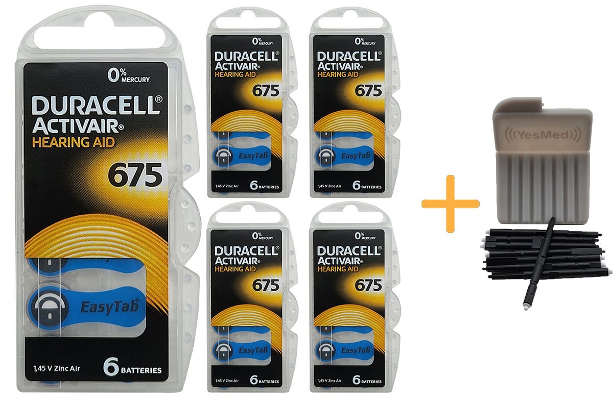 Duracell Activair 675 Numara İşitme Cihazı Pili (5 Paket x 6 Adet = 30 Adet Pil) + HEDİYE YesMed WaxStop Filtre