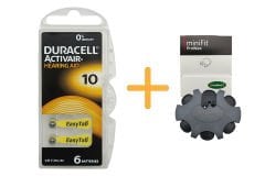 Duracell Activair 10 Numara İşitme Cihazı Pili (1 Paket = 6 Adet Pil) + HEDİYE YesMed miniFit ProWax Filtre