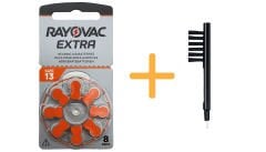 8 Adet Pil, Rayovac Extra 13 Numara İşitme Cihazı Pili (1 Paket = 8 Adet Pil) + HEDİYE Mıknatıslı İşitme Cihazı Temizleme Fırçası