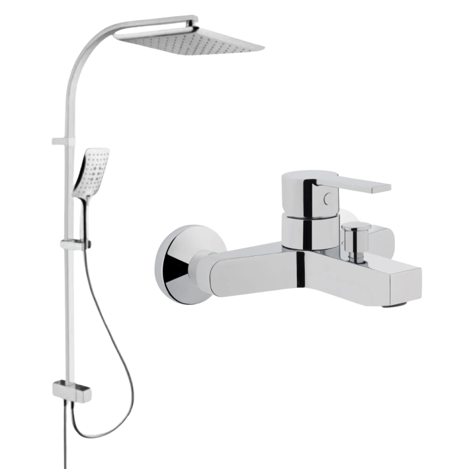 Artema Fold S Banyo Bataryası Shine Square Duş Kolonu 2'li Set