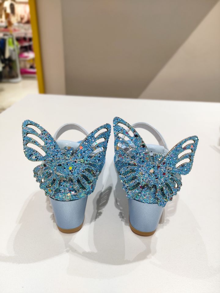 Kelebek Detaylı Topuklu Ayakkabı Mavi