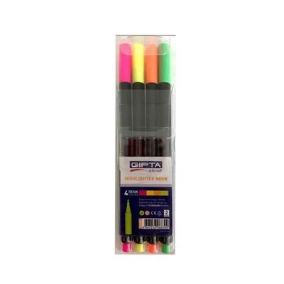 Gıpta K660 Neon 4 Renk Kesik Uç Fosforlu Kalem