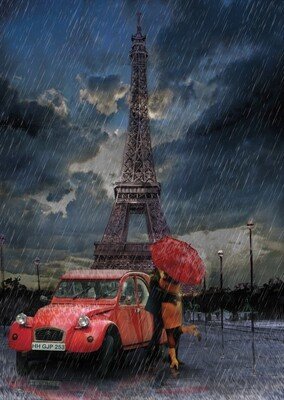 Art Puzzle  Eiffel, Yağmur, Aşk 1000 Parça Puzzle